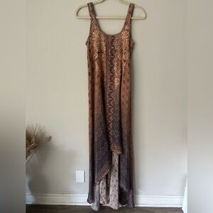 Love Kyla Made in India Embroidered High Low Asymmetrical Silk Dress Small